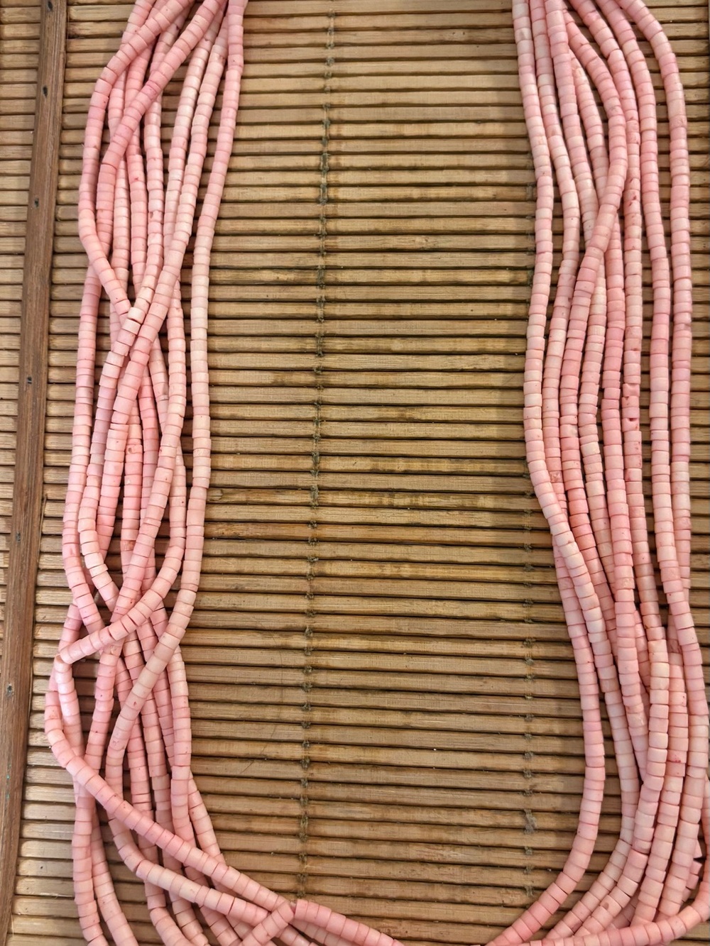 Multi-Strand Pink Heishi Bead 29” Necklace